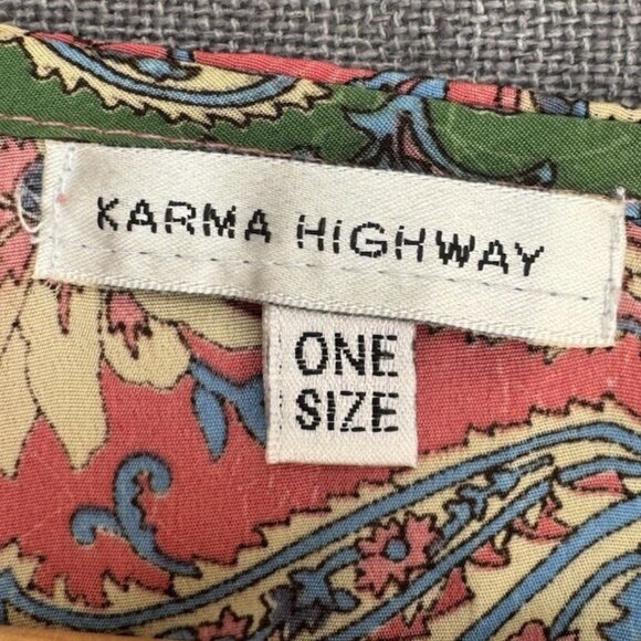 Karma Highway~Gypsy Fever Cropped Blouse Bell Sleeve Floral Paisley~One Size - Picture 6 of 7